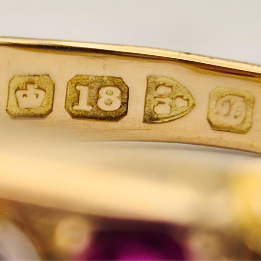 18ct-gold-5stone-ruby-diamond-ring-hallmark