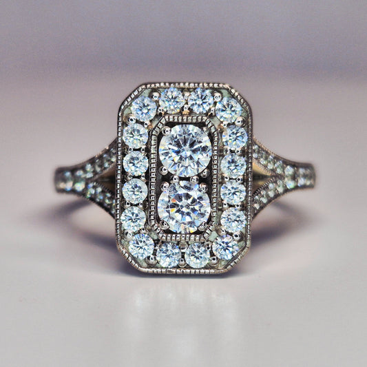 Sterling Silver Cubic Zirconia Square Cluster Ring & Bracelet Gift Set