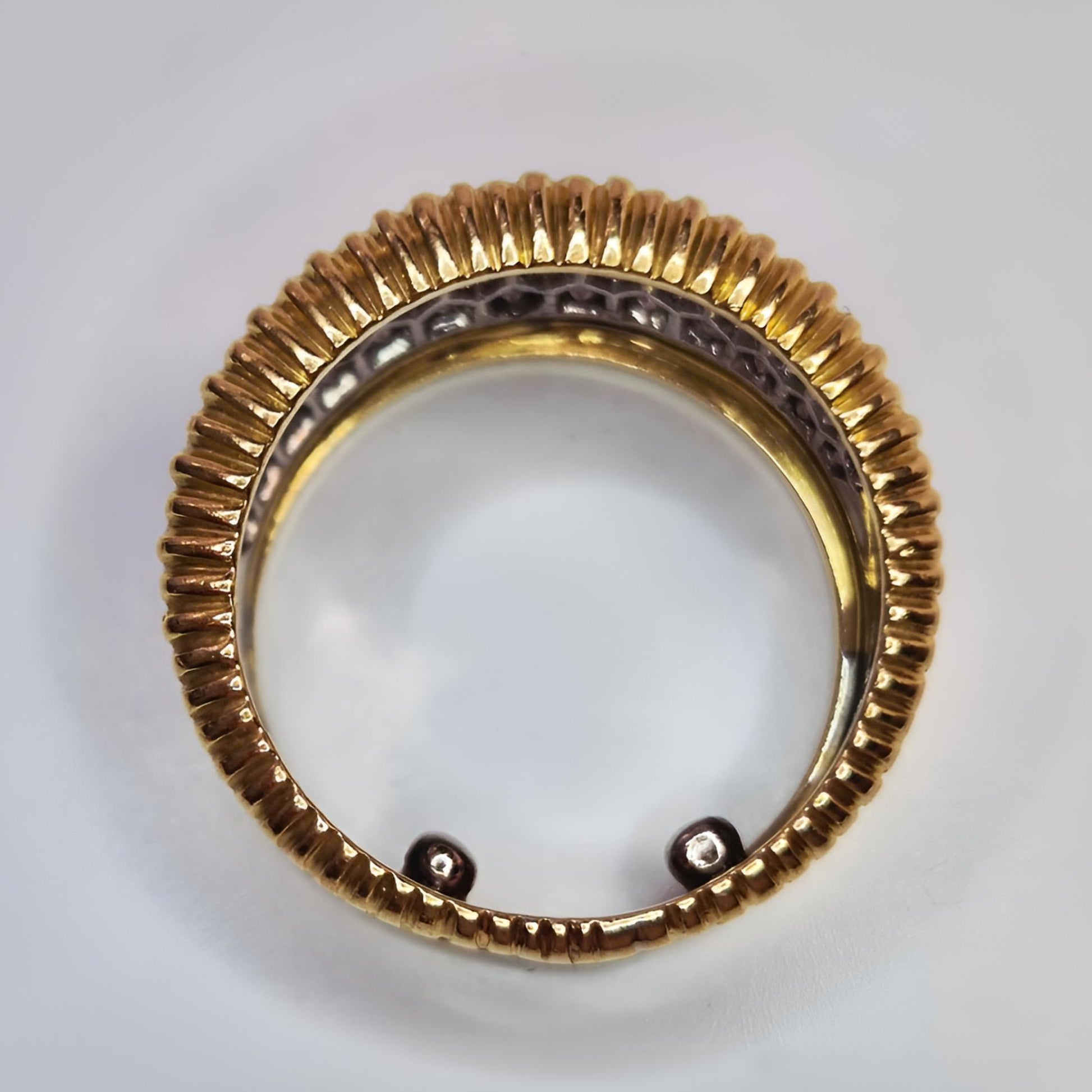 18carat gold pave diamond ring hallmarked above view