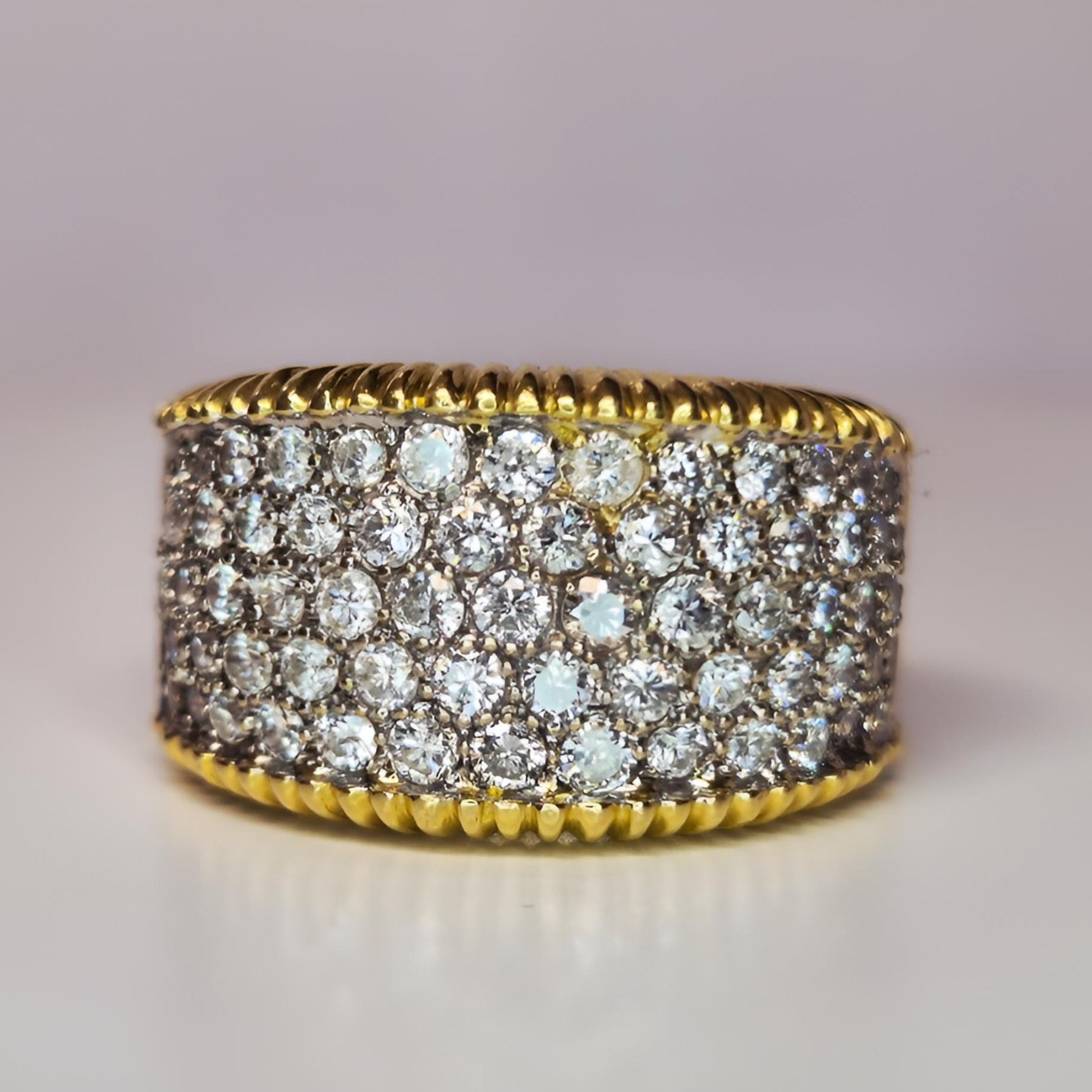 18carat gold pave diamond ring hallmarked front view