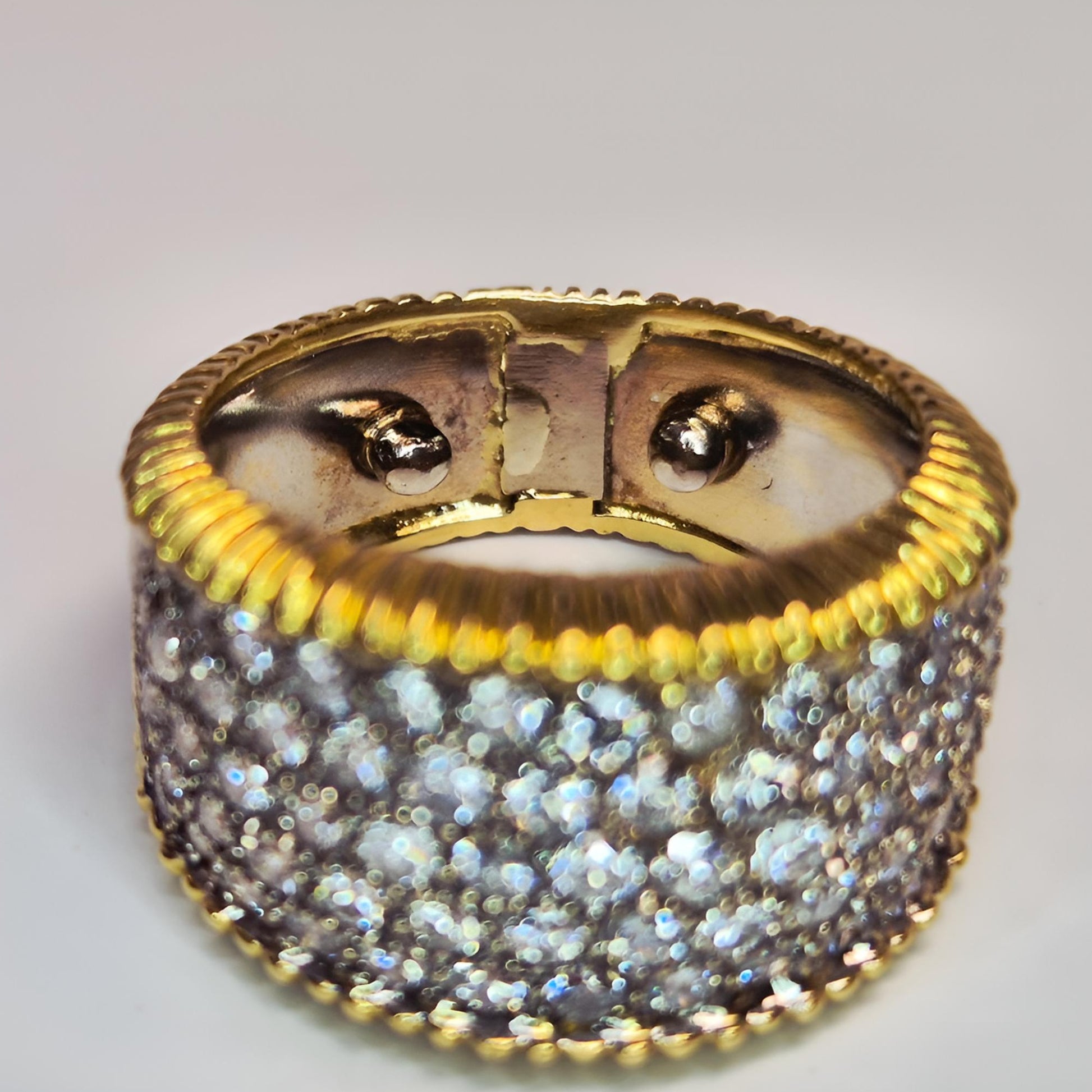 18carat gold pave diamond ring hallmarked gold beads view