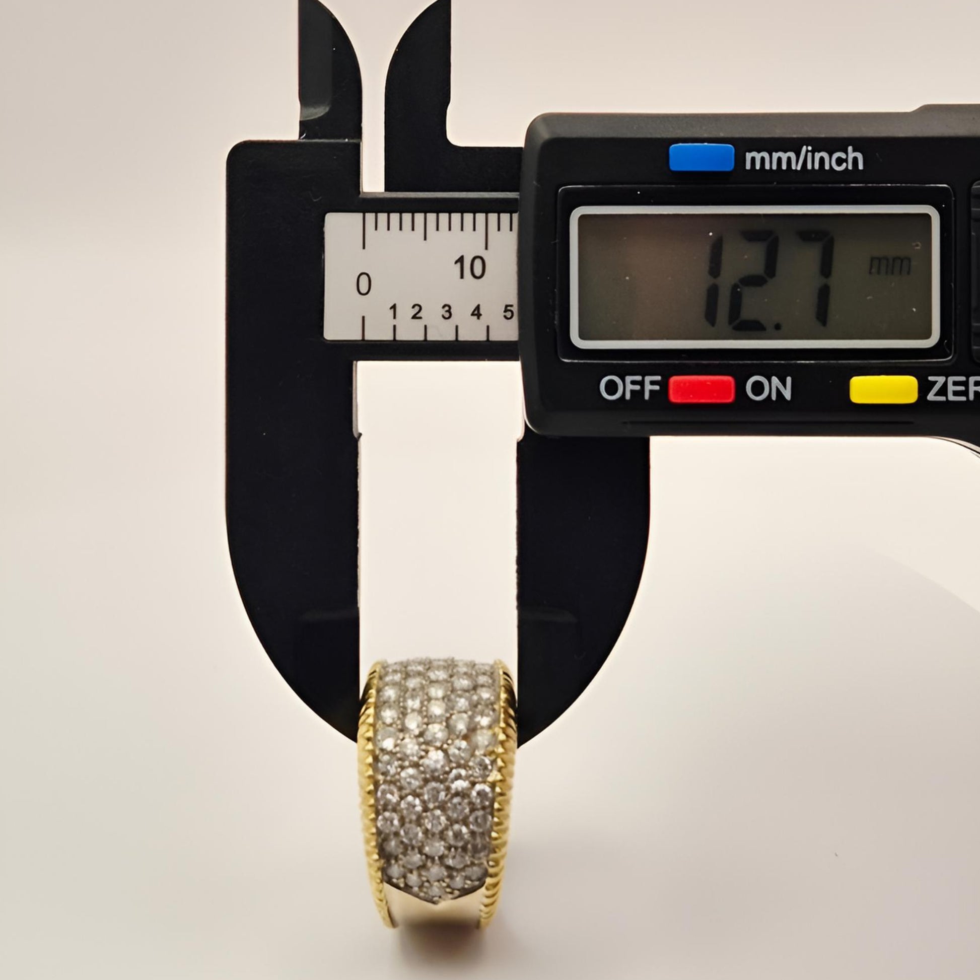 18carat gold pave diamond ring hallmarked top width measurement