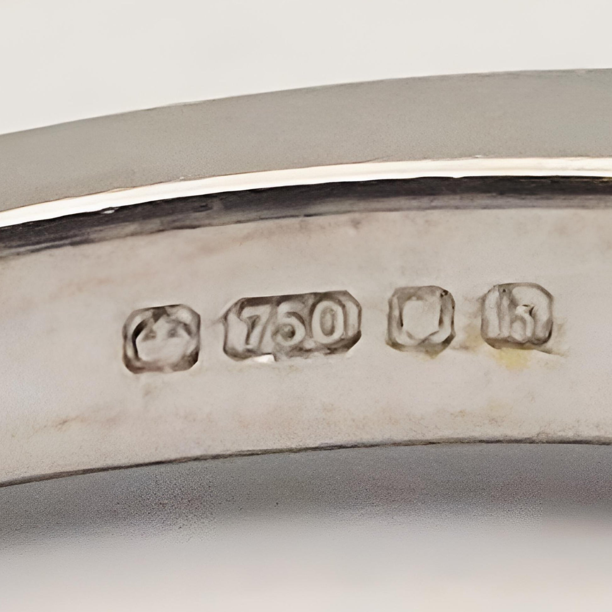 18ct white gold seven stone sapphire diamond half eternity ring close hallmark image