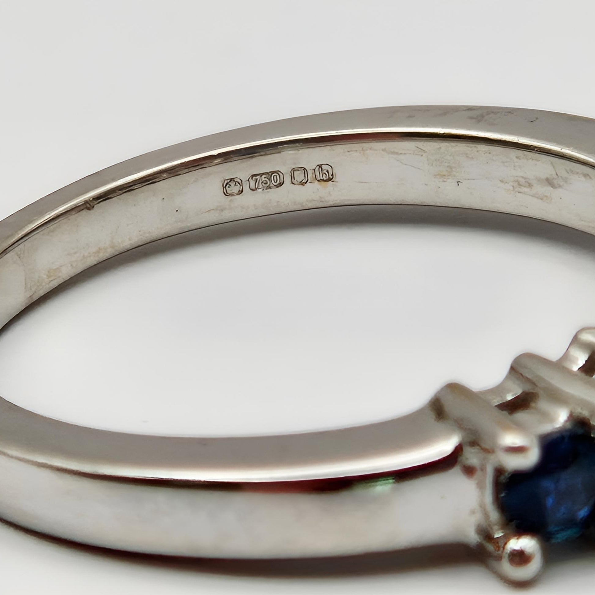 18ct white gold seven stone sapphire diamond half eternity ring full hallmark