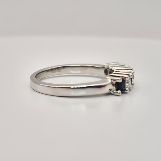 18ct white gold seven stone sapphire diamond half eternity ring right view