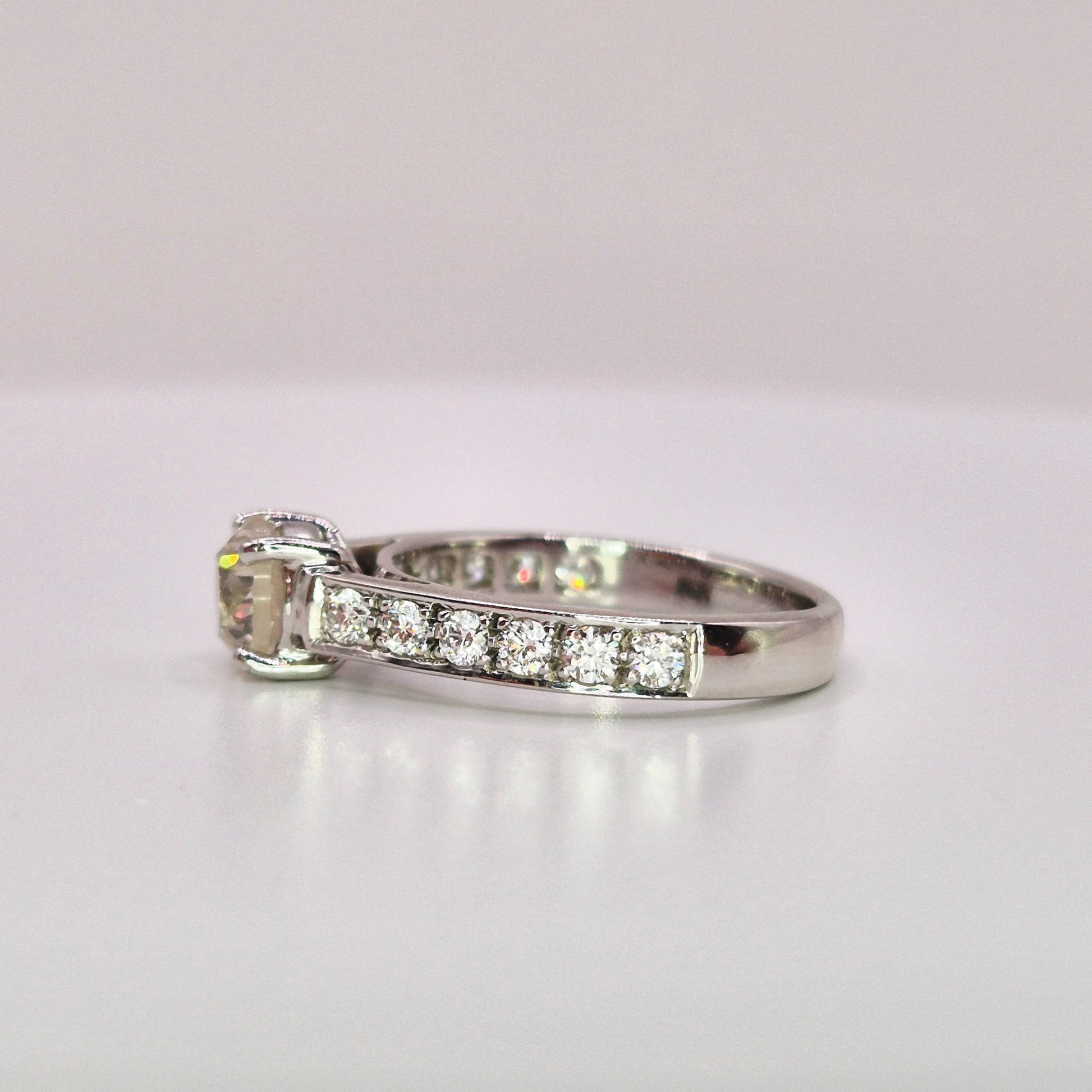 18ct white gold single stone diamond ring left side