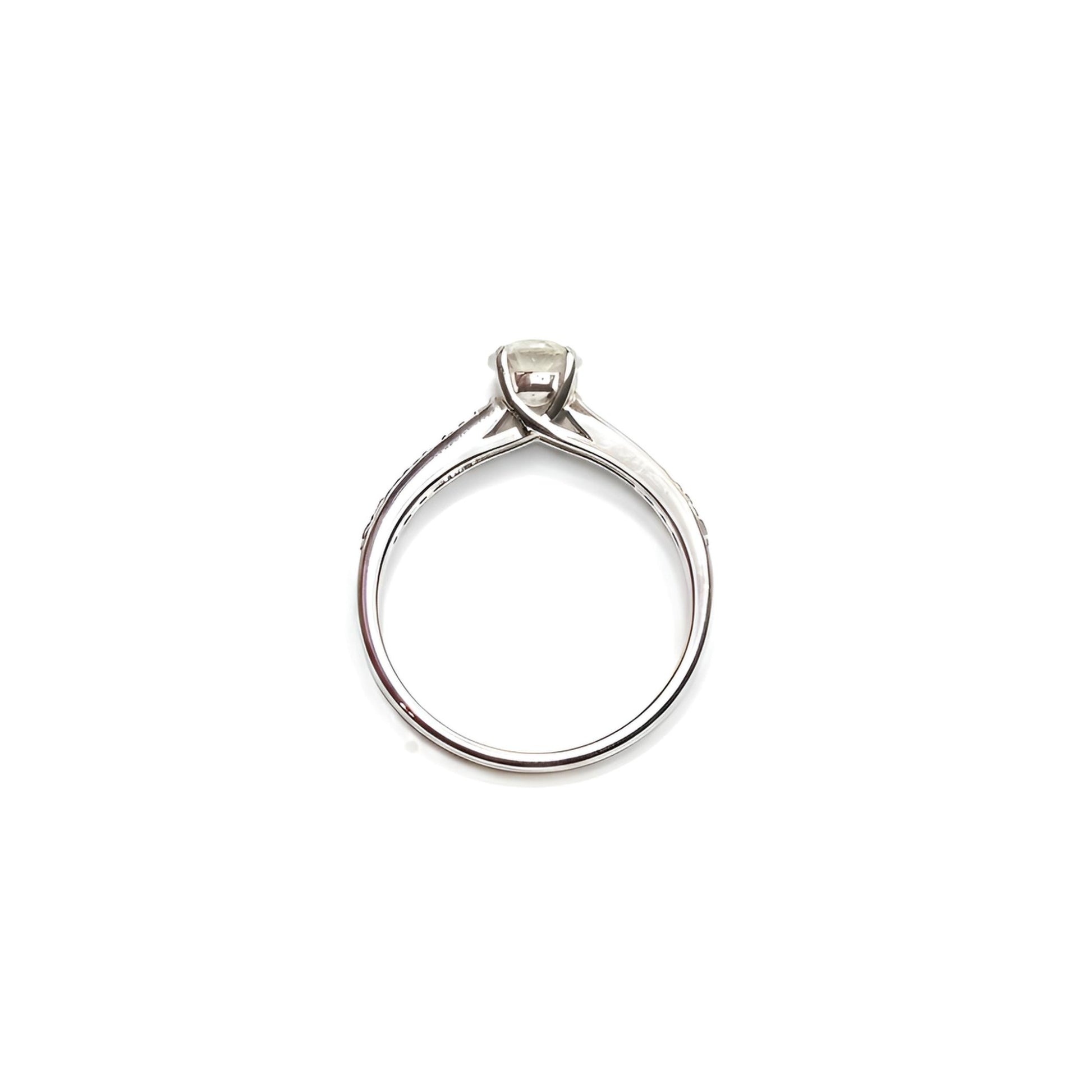18ct white gold single stone diamond shoulders ring above