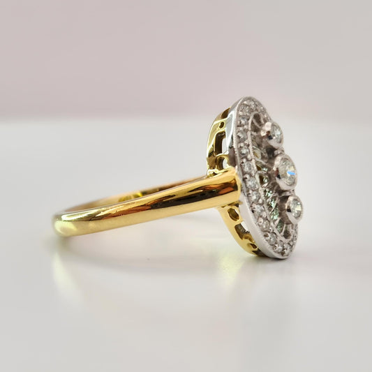 18ct yellow gold diamond dress ring hallmarked from right side view