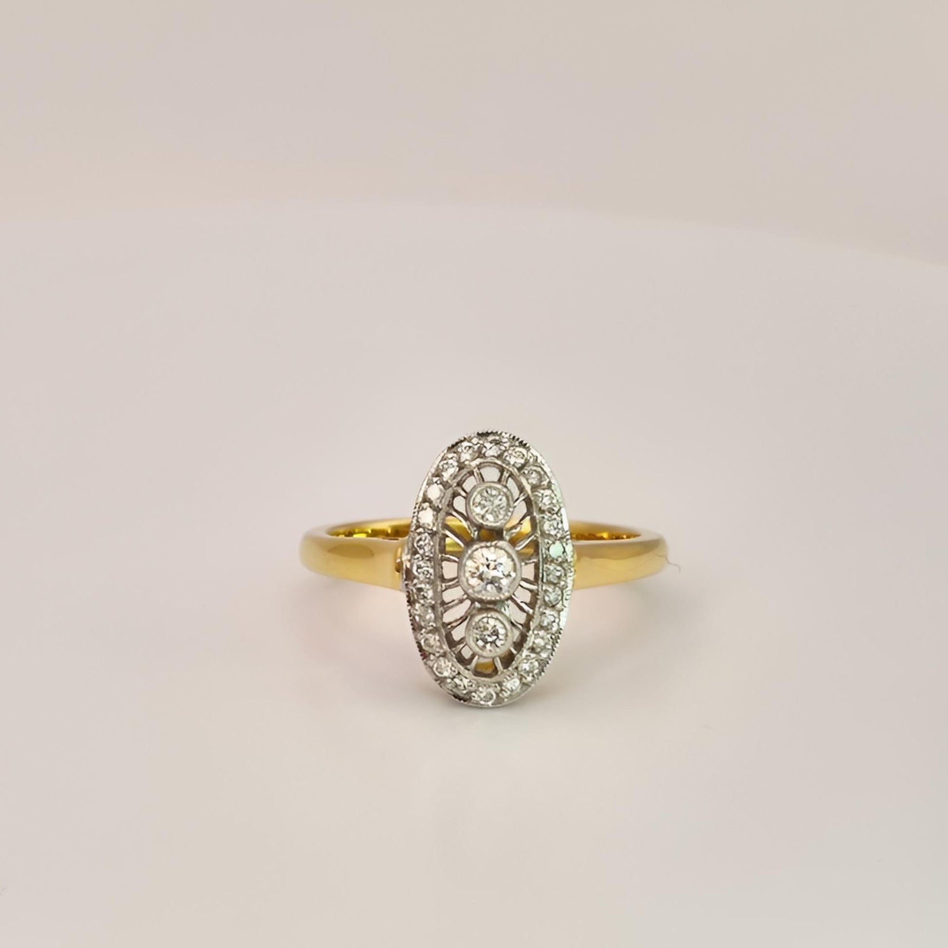 18ct yellow gold diamond dress ring hallmarked front view