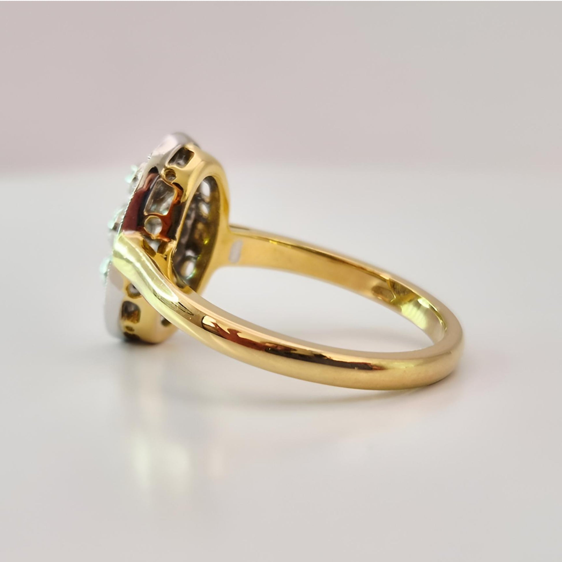 18ct yellow gold diamond dress ring hallmarked left angle