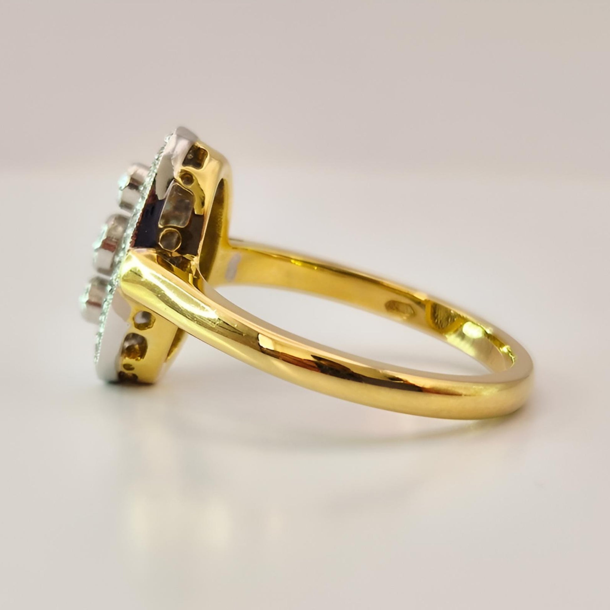 18ct yellow gold diamond dress ring hallmarked left side view
