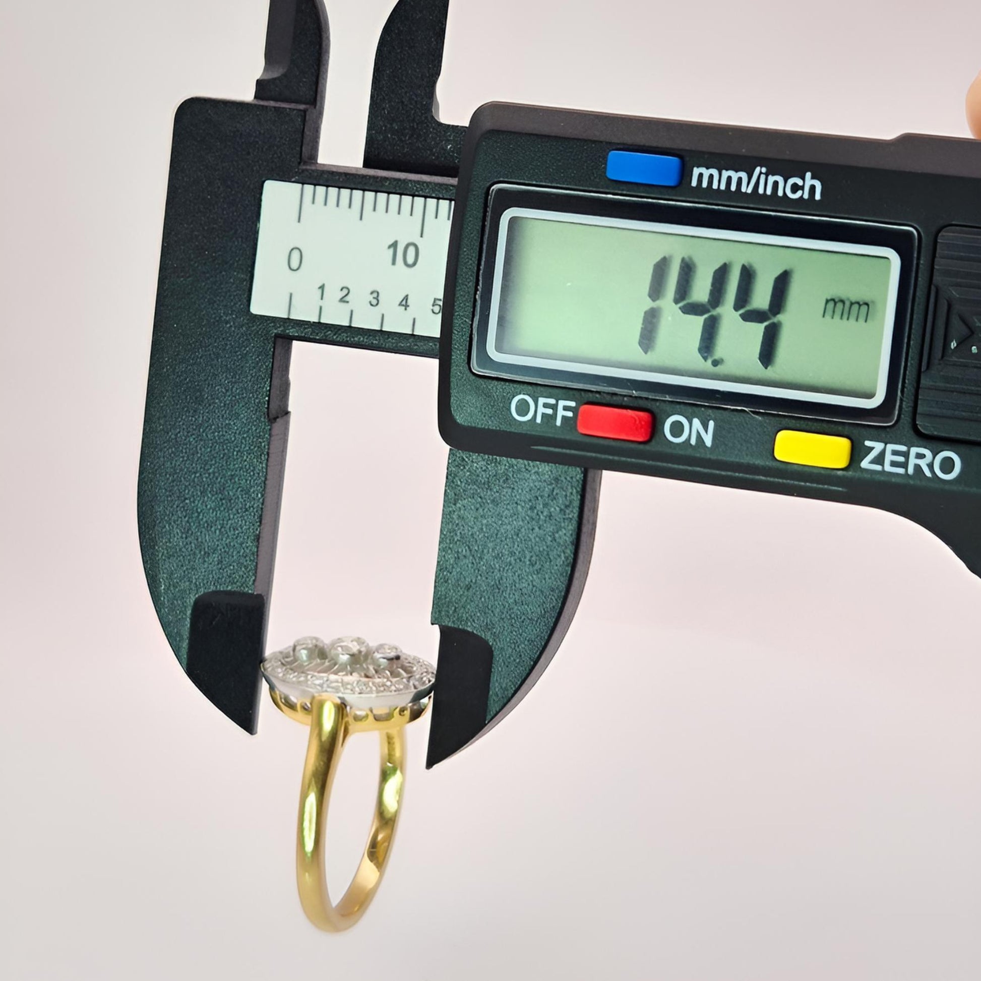 18ct yellow gold diamond dress ring head measurement