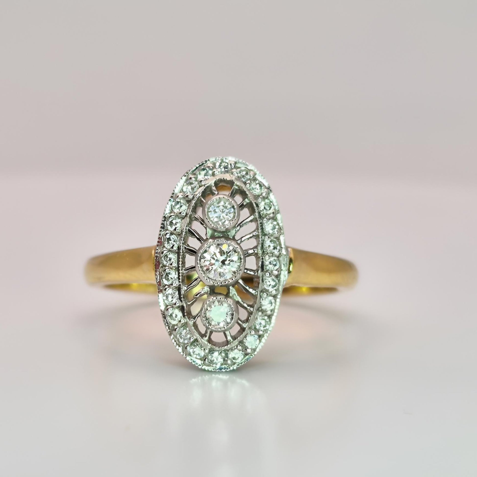 18ct yellow gold diamond dress ring opposite view