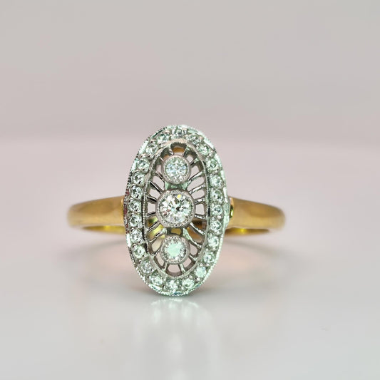 18ct yellow gold diamond dress ring opposite view