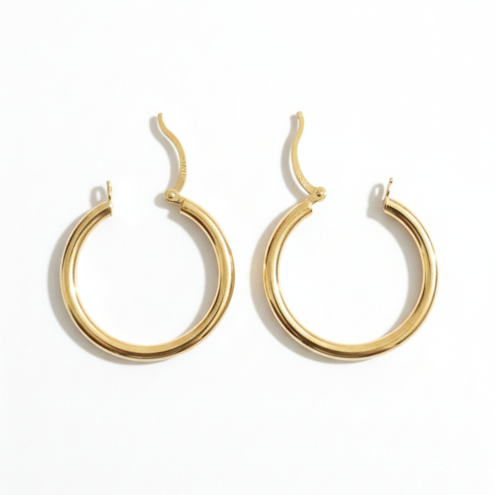 375 gold 20mm hoop earrings plain style