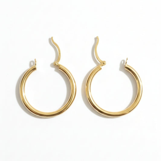 375 gold 20mm hoop earrings plain style