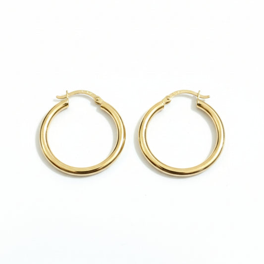 375 gold 20mm hoop earrings plain