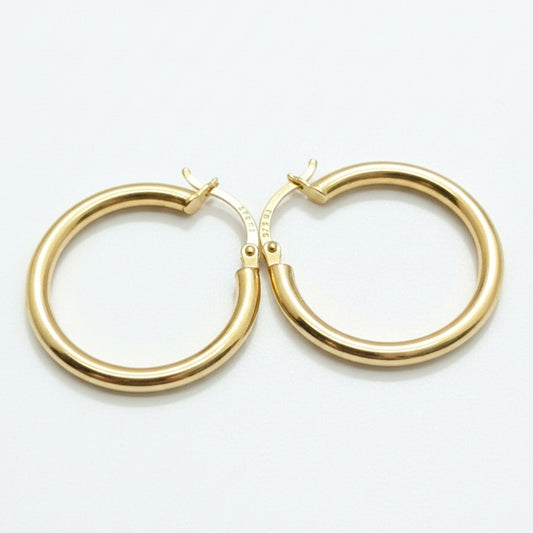 375 gold 20mm hoop earrings side view