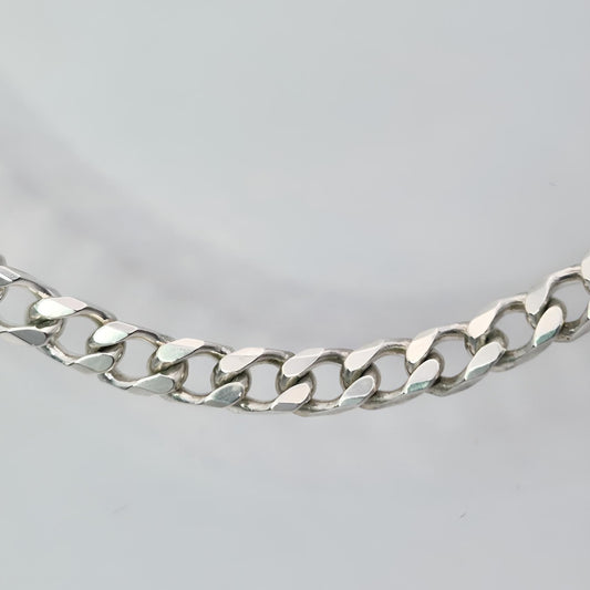 925 silver curb solid links 20 inch chain front closer view