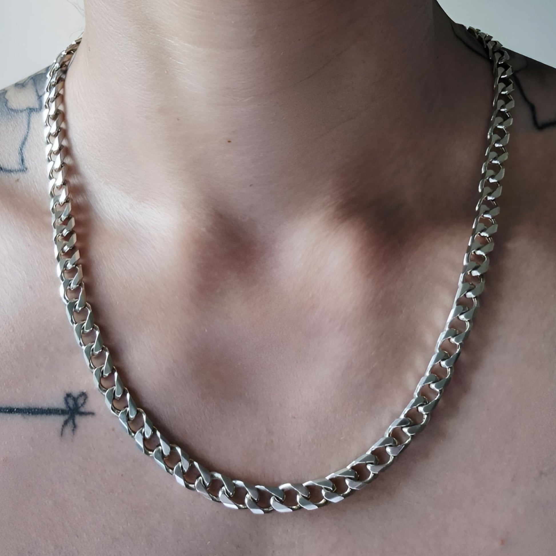 925 silver curb solid links 20 inch chain wear on person