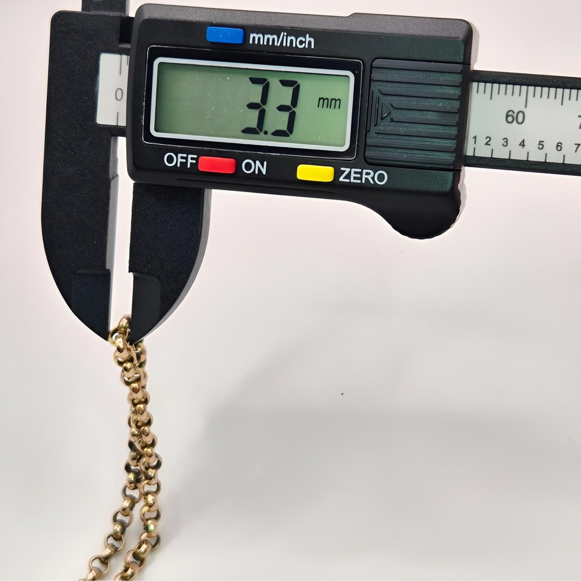 9ct gold belcher chain 24.5 inch measuring
