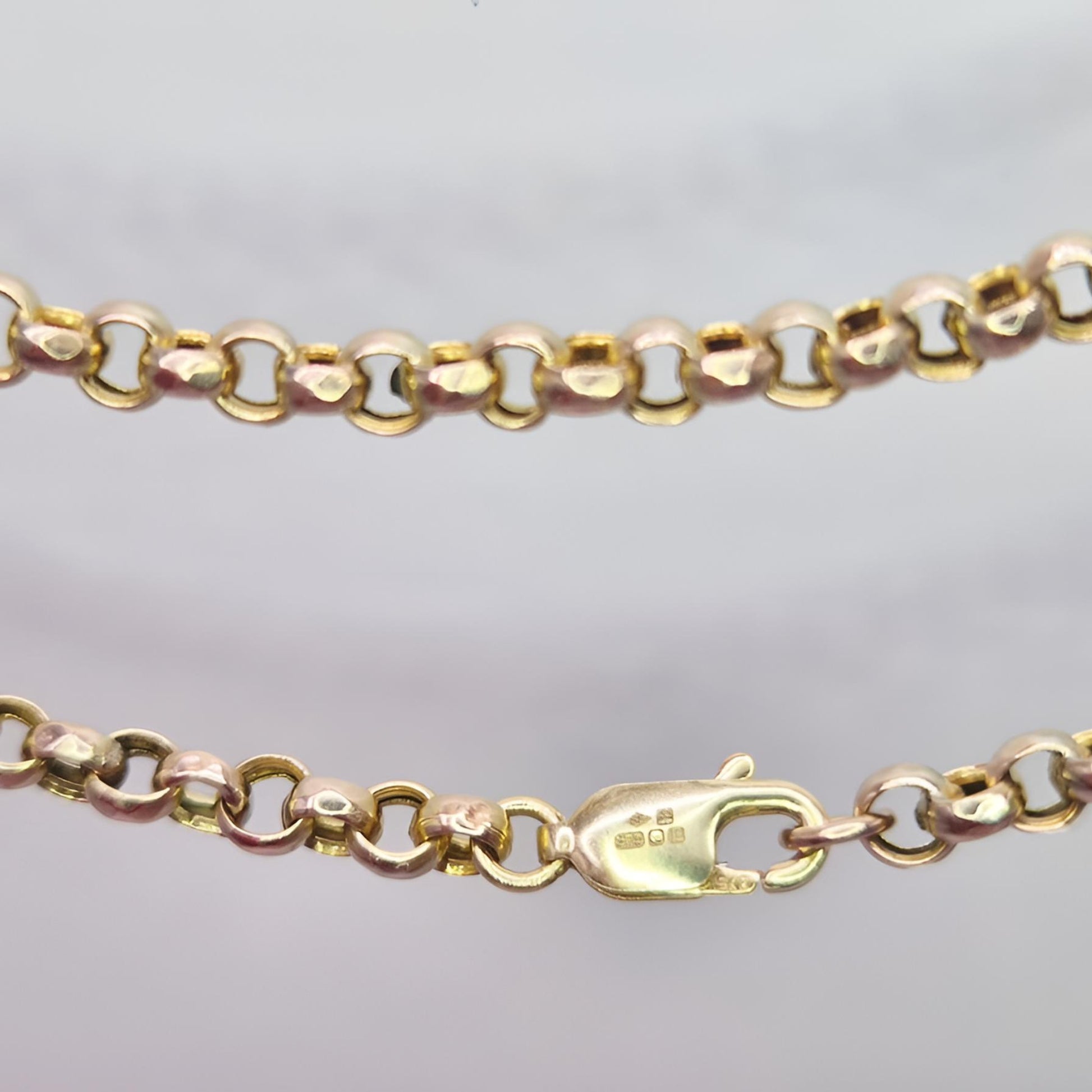 9ct gold belcher chain 24.5 inch trigger clasp view