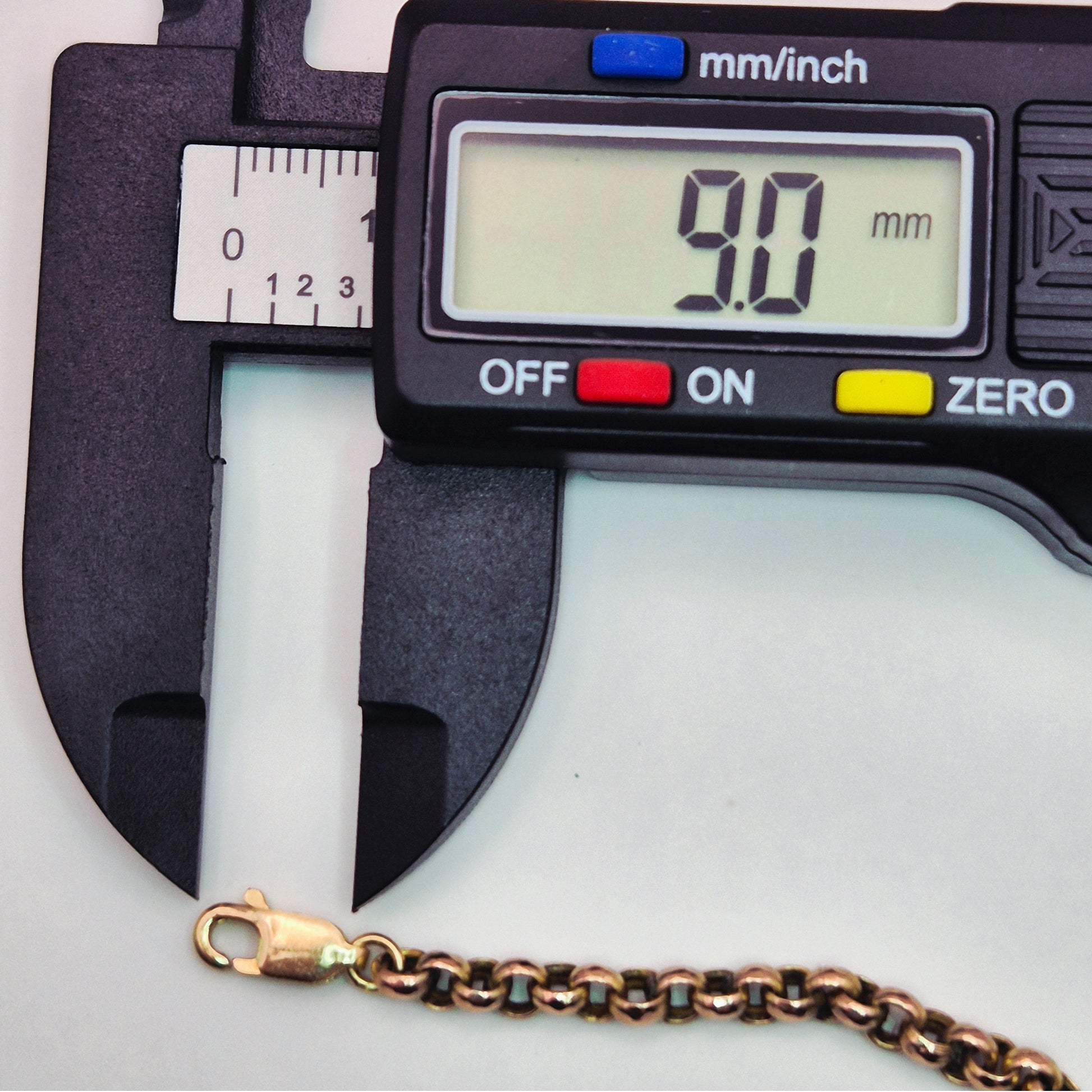 9ct gold belcher chain bracelet clasp measurement