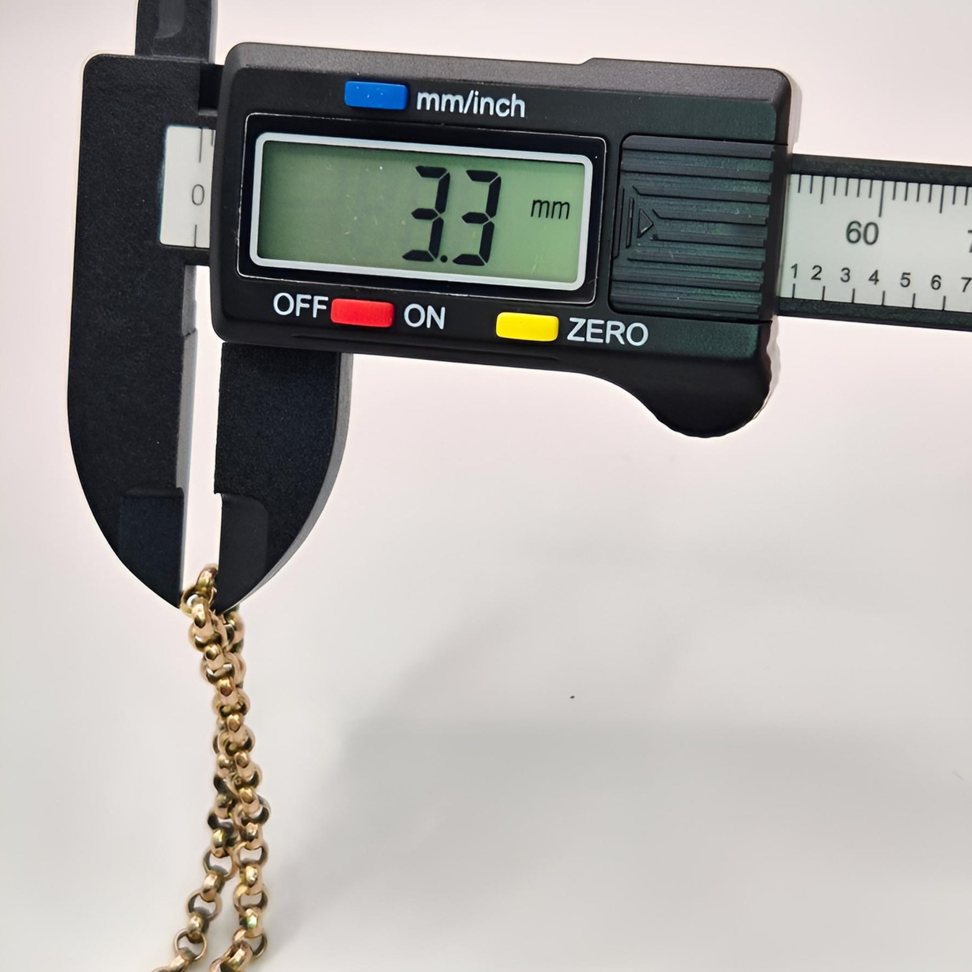 9ct gold belcher chain bracelet link width measurement
