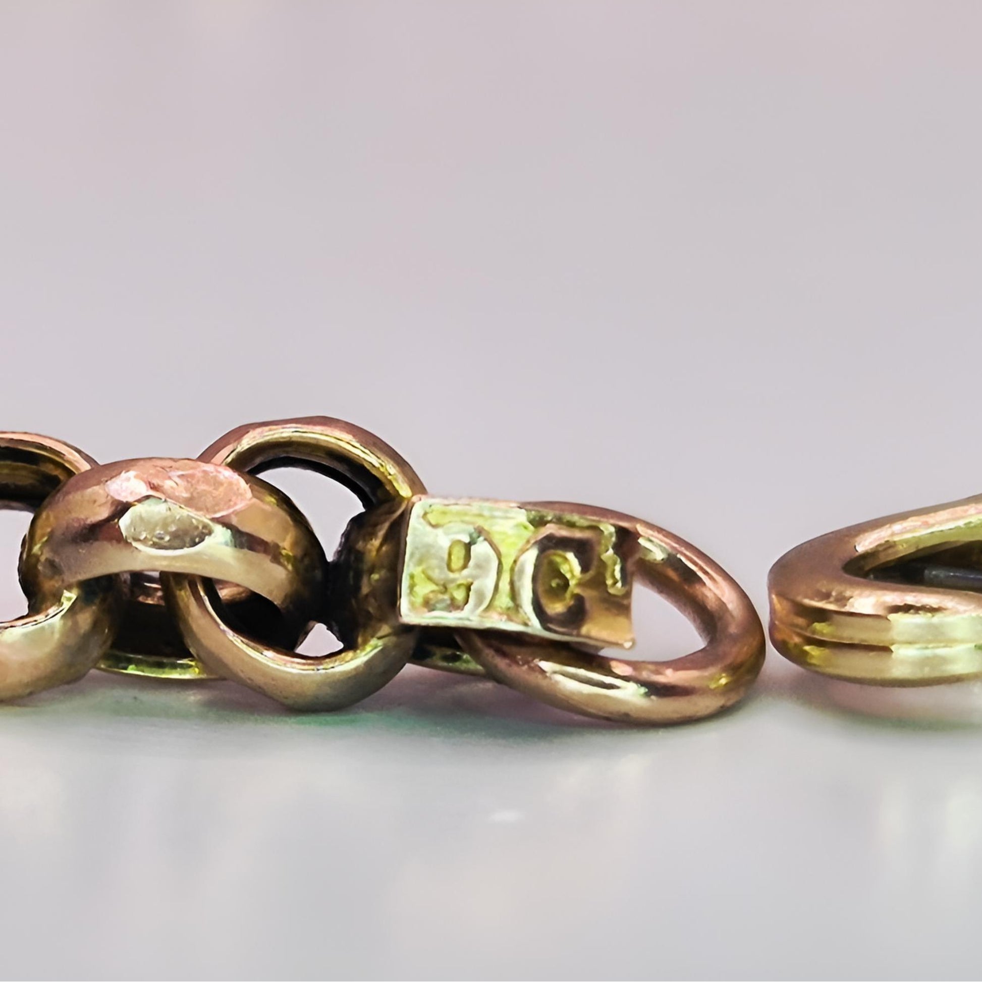 9ct gold belcher chain style bracelet 9ct stamp tag