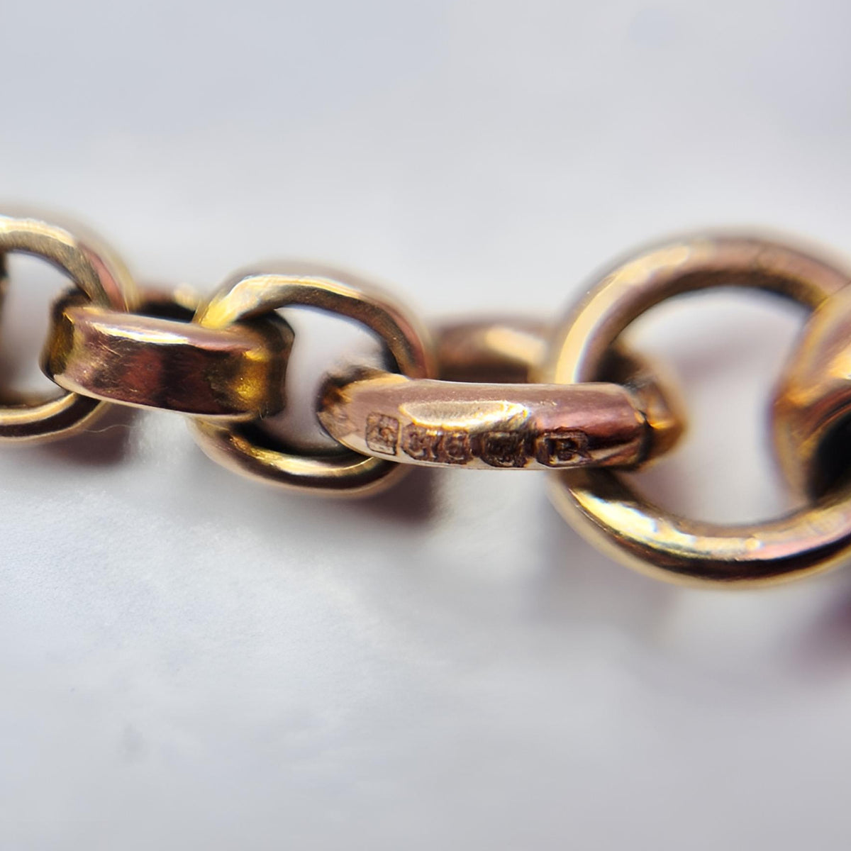 9ct gold flat link belcher bracelet fully hallmarked