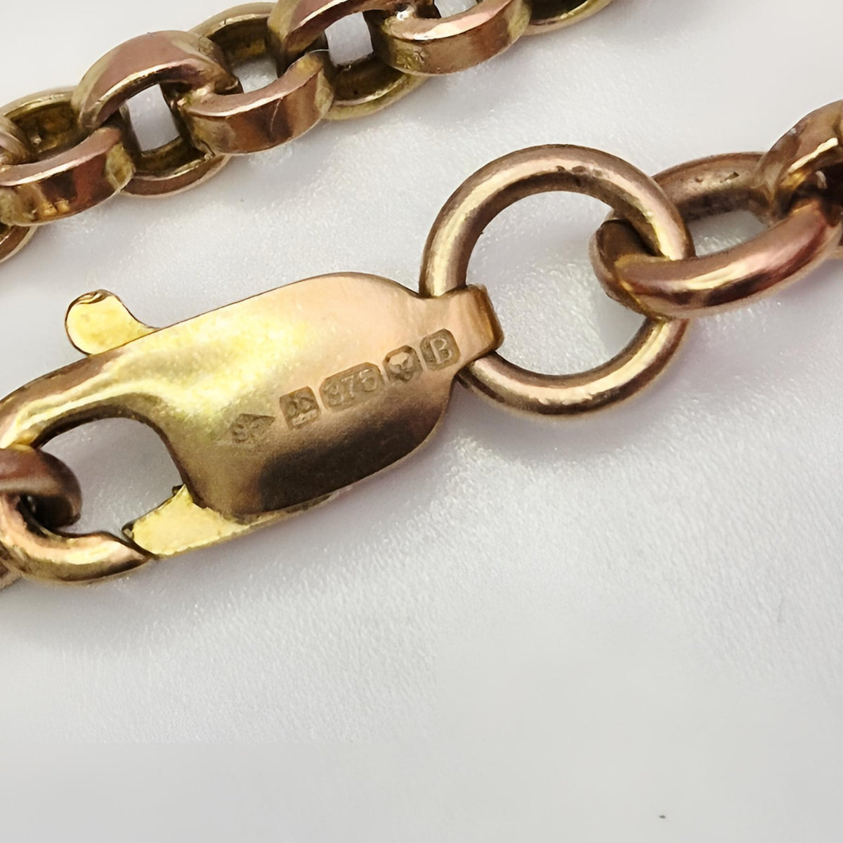 9ct gold flat link belcher chain with trigger clasp fully hallmarked