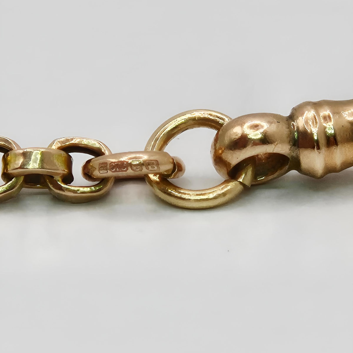 9ct gold flat top belcher bracelet hallmarked on jump ring