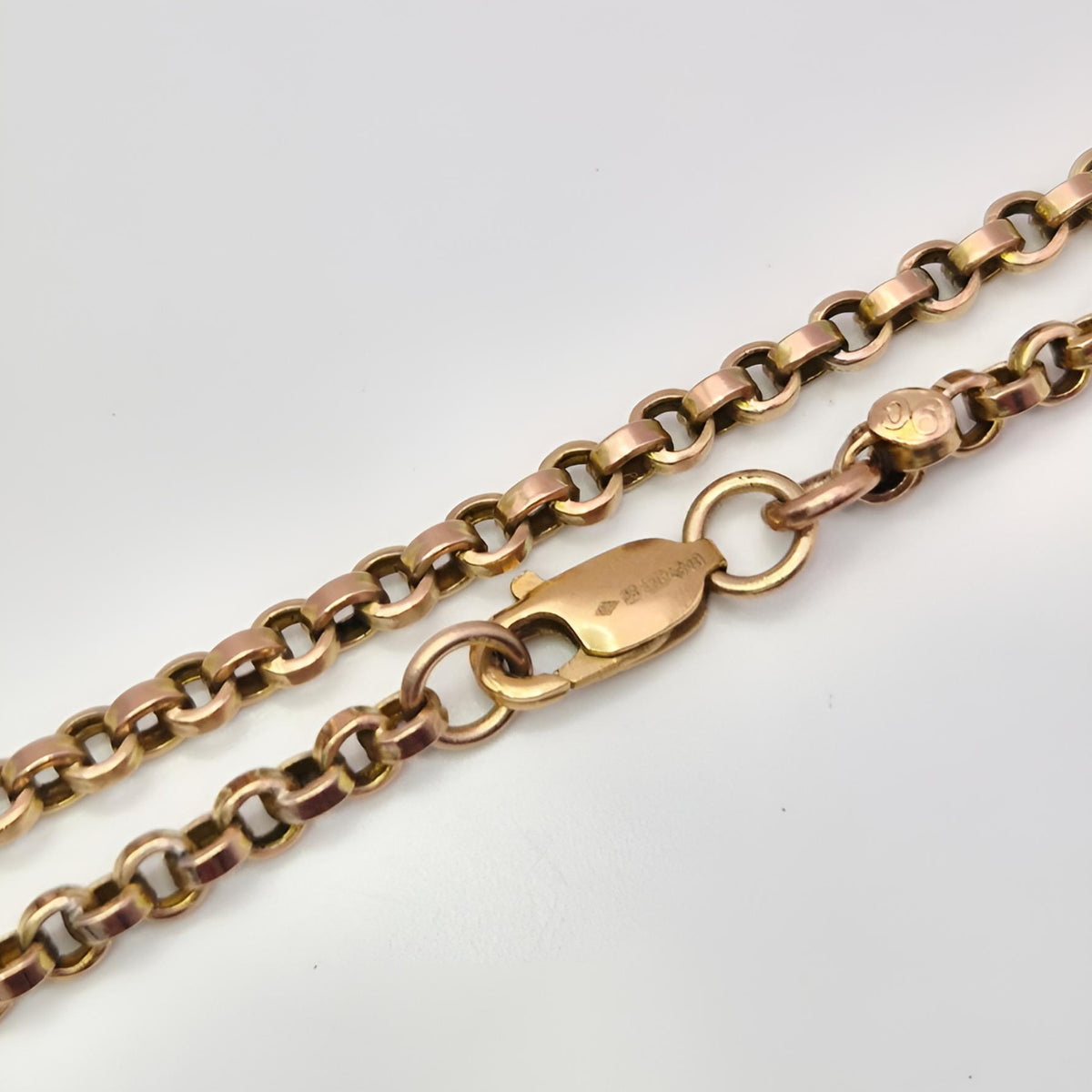9ct gold fully hallmarked flat link belcher chain with trigger clasp