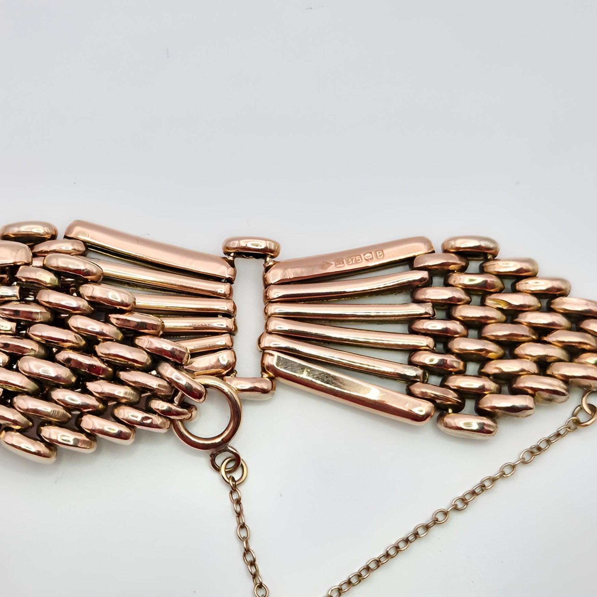 9ct gold gate bracelet safety chain hallmark by sofitgold sponsor mark