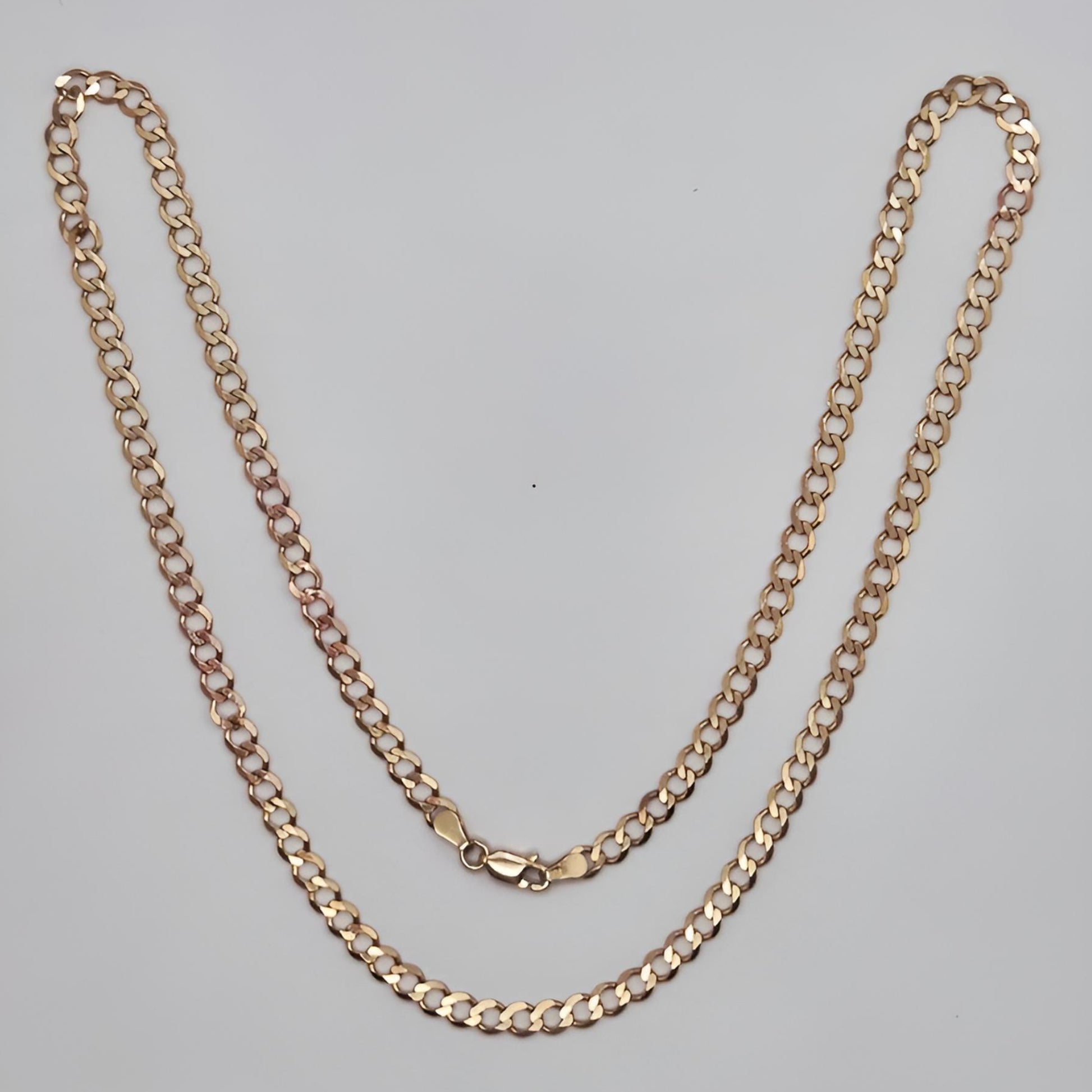 9ct yellow gold curb 22inch chain 4.5mm full view