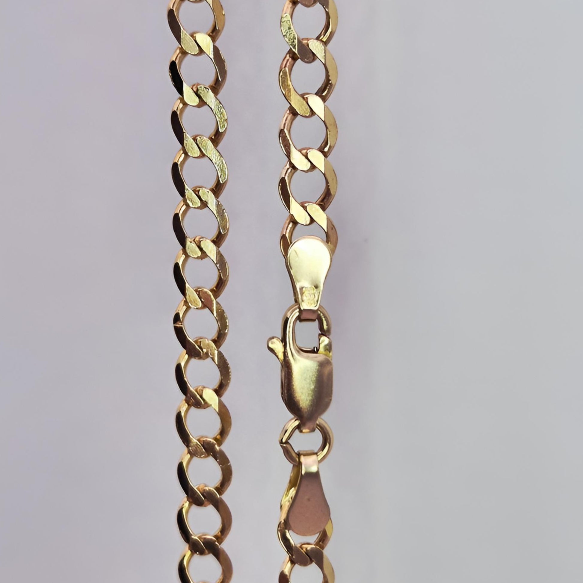 9ct yellow gold curb 22inch chain 4.5mm wide links close