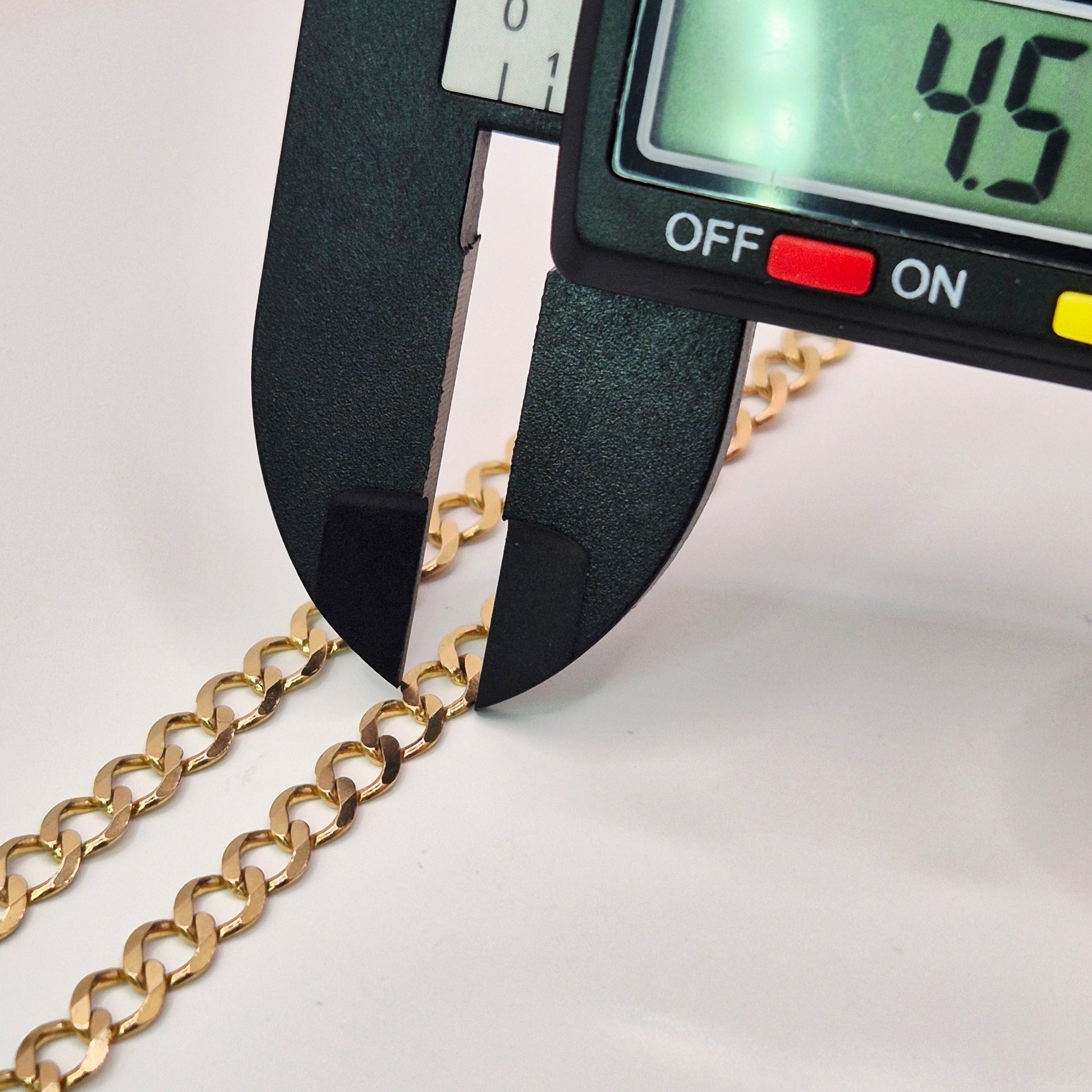 9ct yellow gold curb 22inch chain flat curb clasp link measurement