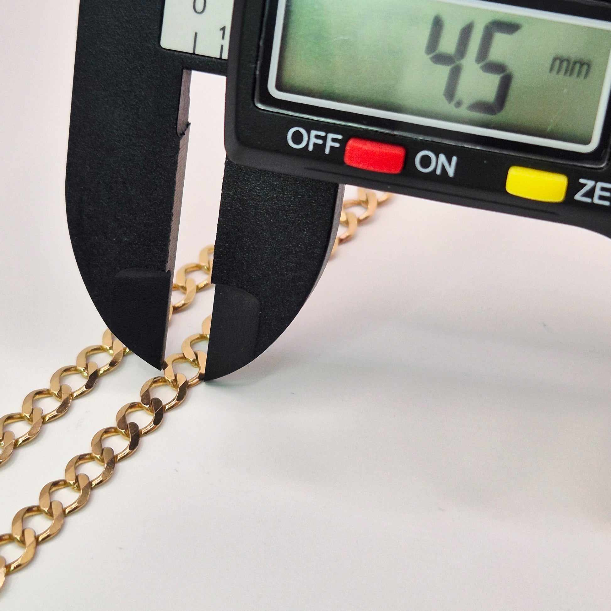 9ct yellow gold curb 22inch chain flat curb clasp measurement