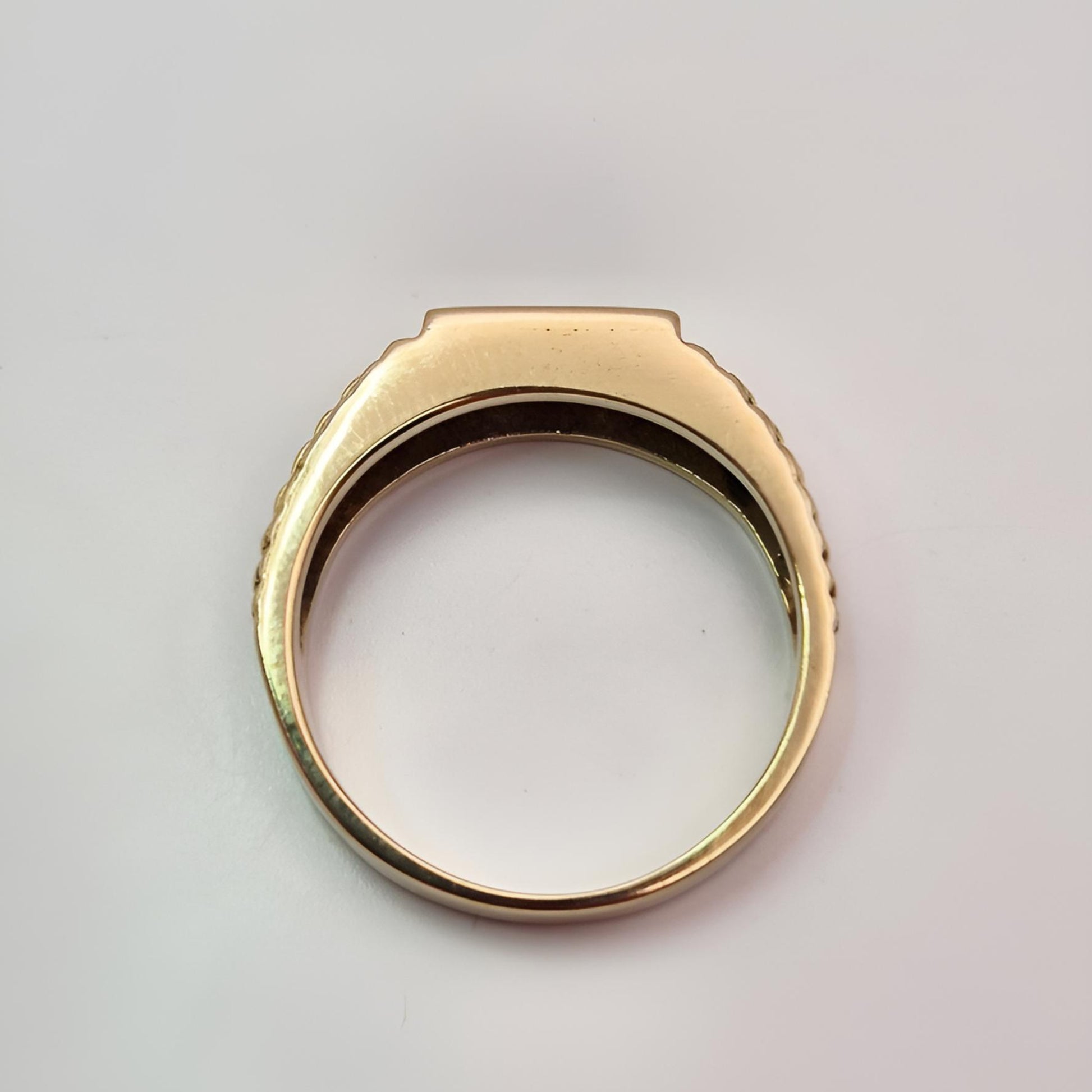9ct yellow gold hallmarked two stone diamond ring above view