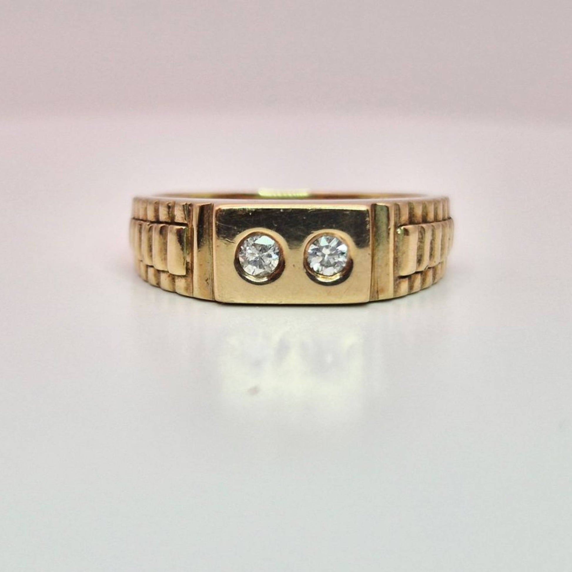 9ct yellow gold hallmarked two stone diamond ring front image