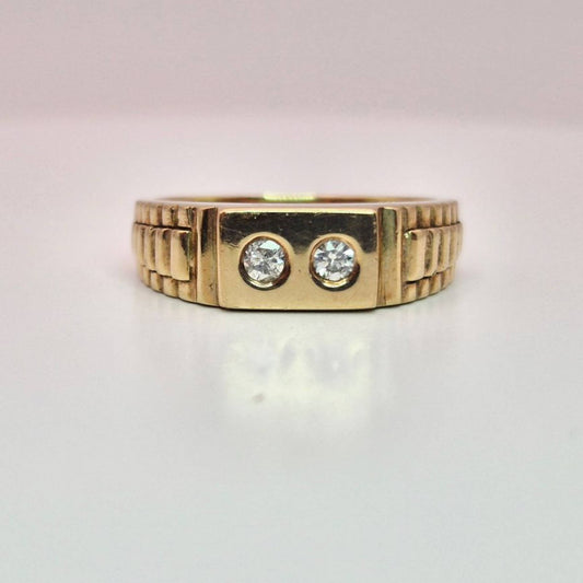 9ct yellow gold hallmarked two stone diamond ring front image
