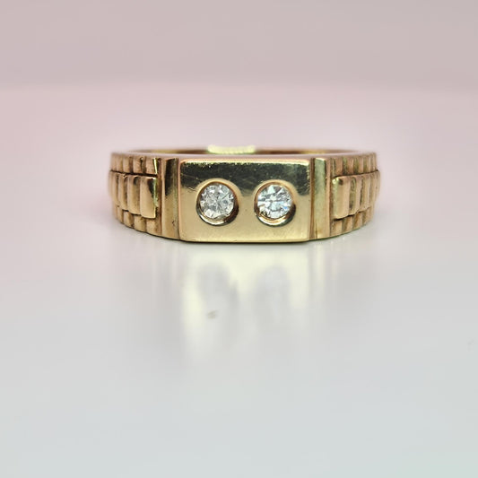 9ct yellow gold hallmarked two stone diamond ring front view image