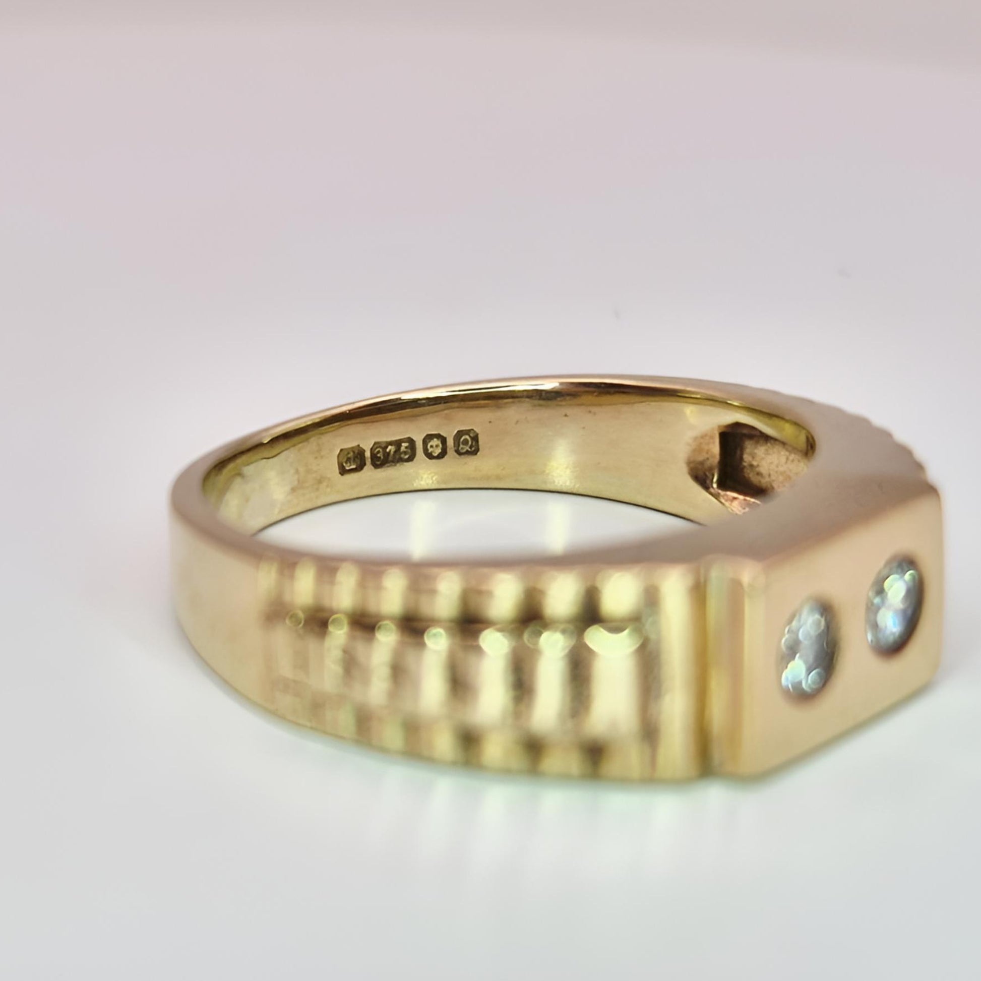 9ct yellow gold hallmarked two stone diamond ring hallmark