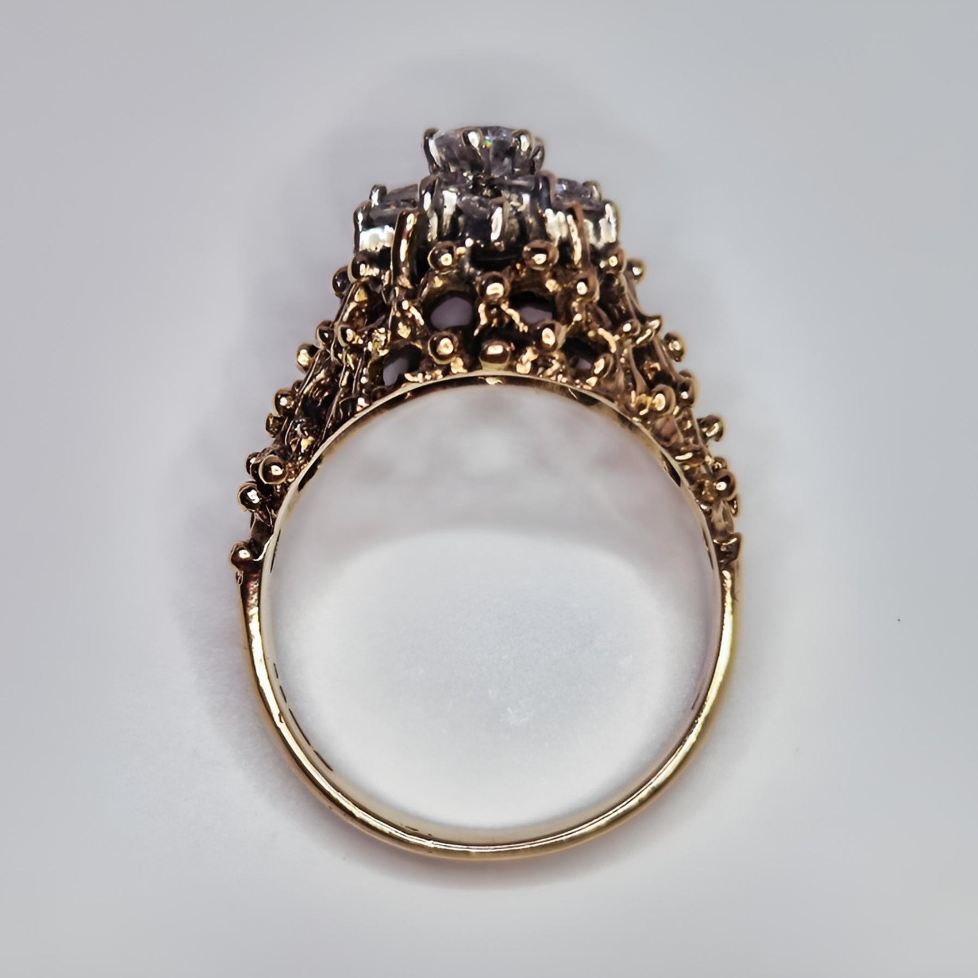 9ct yellow gold vintage diamond cluster ring above