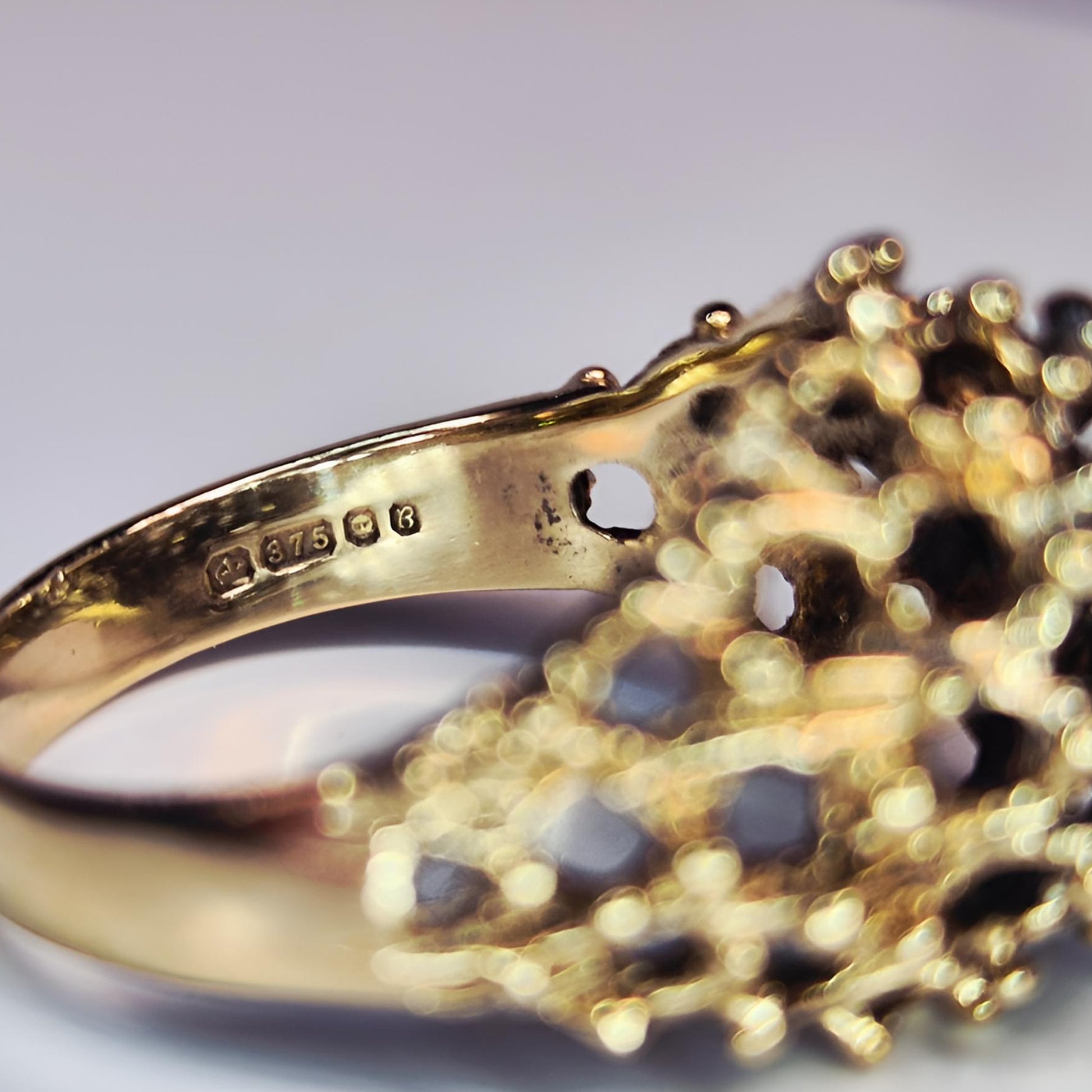 9ct yellow gold vintage diamond cluster ring full hallmark