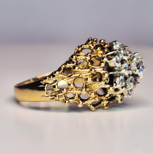 9ct yellow gold vintage diamond cluster ring right side view