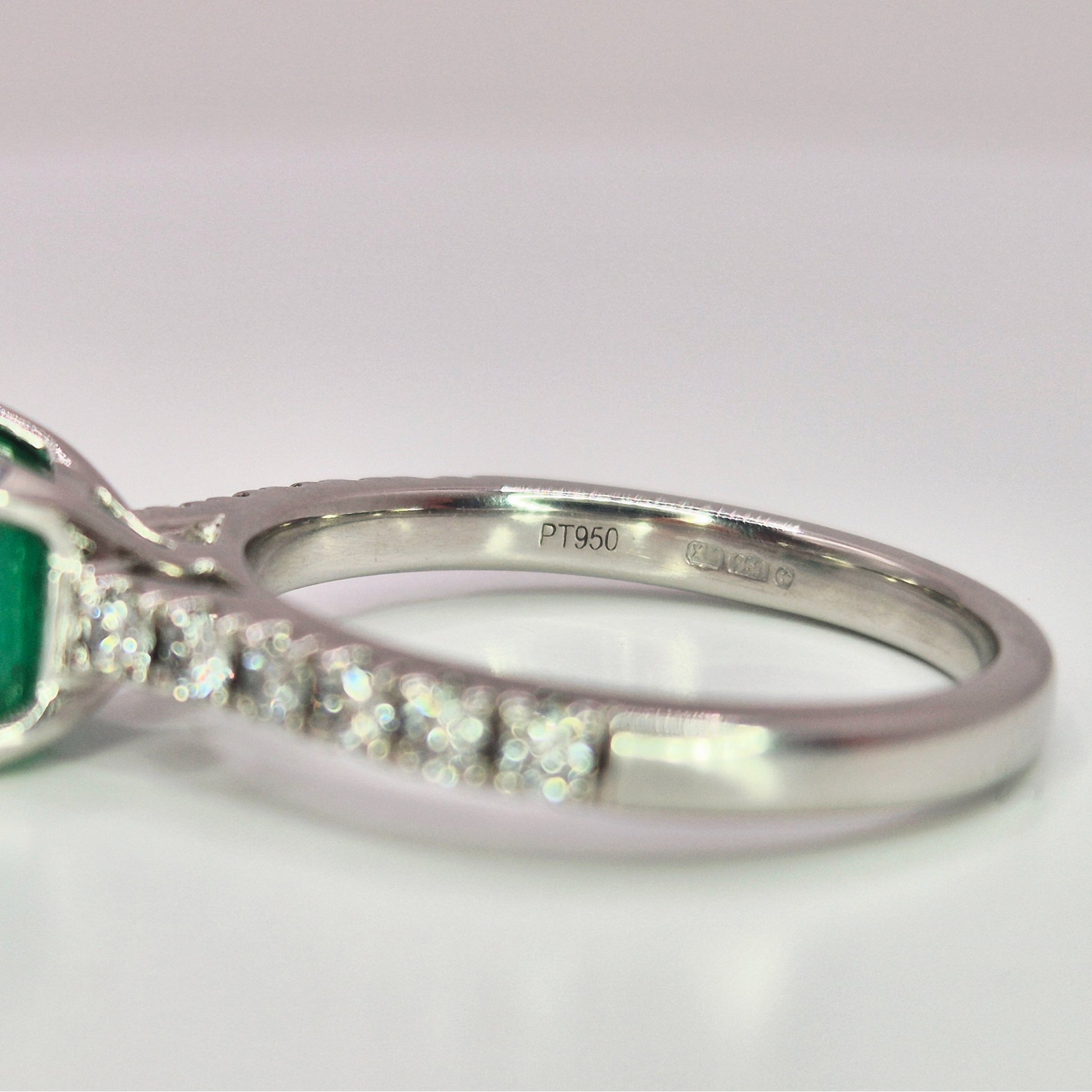 buish green emerald ring platinum 950 stamp