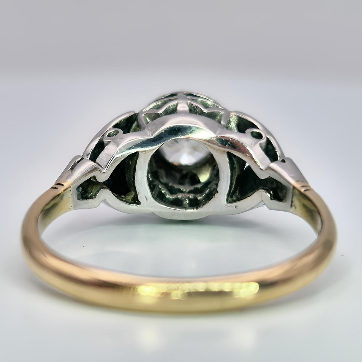 fully hallmarked 18ct yellow gold single stone diamond ring collet close image