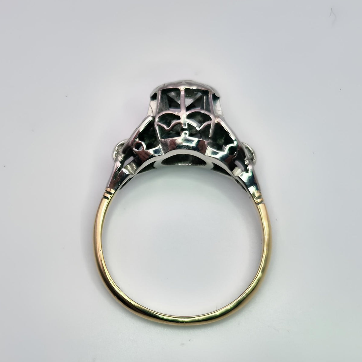 fully hallmarked 18ct yellow gold single stone diamond ring from above