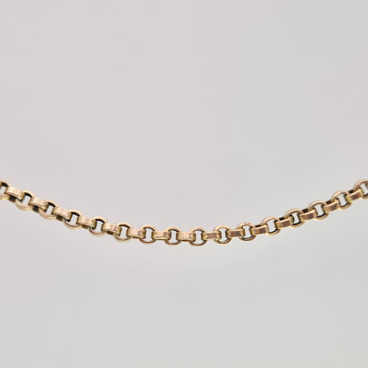 fully hallmarked 9ct gold flat link belcher chain with gold trigger clasp